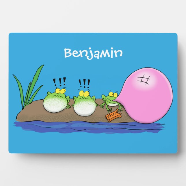 Niedliche lustige Froschbläschen-Cartoon-Abbildung Fotoplatte (Vorderseite)