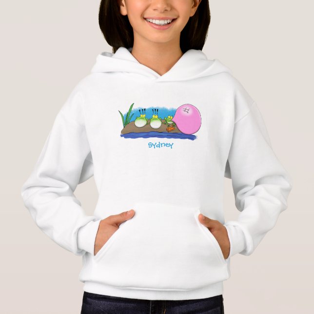 Niedliche lustige Froschbläschen-Cartoon-Abbildung Hoodie (Vorderseite)
