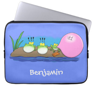 Niedliche lustige Froschbläschen-Cartoon-Abbildung Laptopschutzhülle