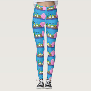 Niedliche lustige Froschbläschen-Cartoon-Abbildung Leggings