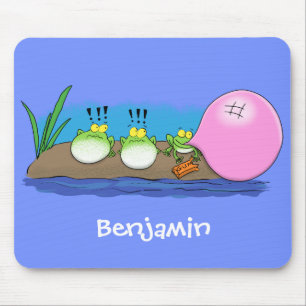 Niedliche lustige Froschbläschen-Cartoon-Abbildung Mousepad