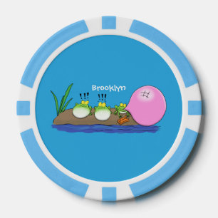 Niedliche lustige Froschbläschen-Cartoon-Abbildung Pokerchips