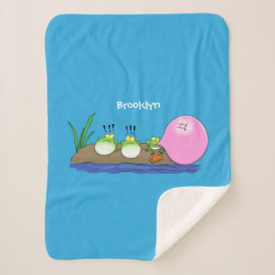 Niedliche lustige Froschbläschen-Cartoon-Abbildung Sherpadecke