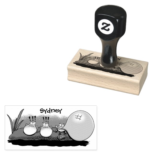 Niedliche lustige Froschblasen-Cartoon-Abbildung r Gummistempel (Stempel)