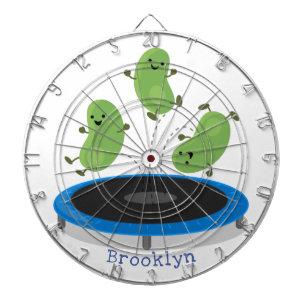 Niedliche, lustige grüne Bohnen auf Trampolin-Cart Dartscheibe