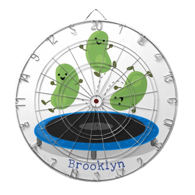 Niedliche, lustige grüne Bohnen auf Trampolin-Cart Dartscheibe (vorne)