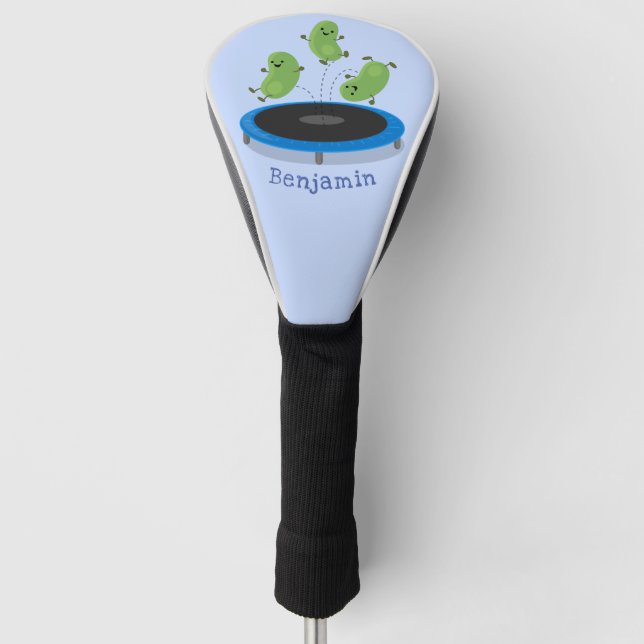Niedliche, lustige grüne Bohnen auf Trampolin-Cart Golf Headcover (Vorderseite)