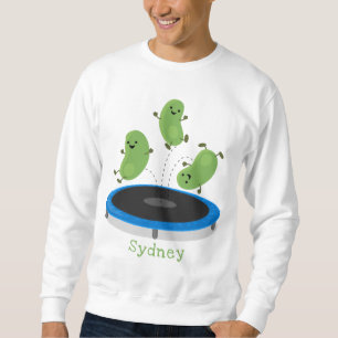 Niedliche, lustige grüne Bohnen auf Trampolin-Cart Sweatshirt