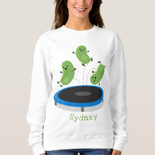 Niedliche, lustige grüne Bohnen auf Trampolin-Cart Sweatshirt