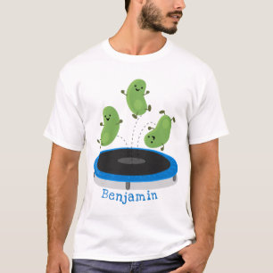 Niedliche, lustige grüne Bohnen auf Trampolin-Cart T-Shirt