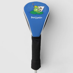Niedliche, lustige, grüne Froschszene Cartoon-Abbi Golf Headcover