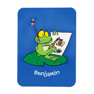 Niedliche, lustige, grüne Froschszene Cartoon-Abbi Magnet