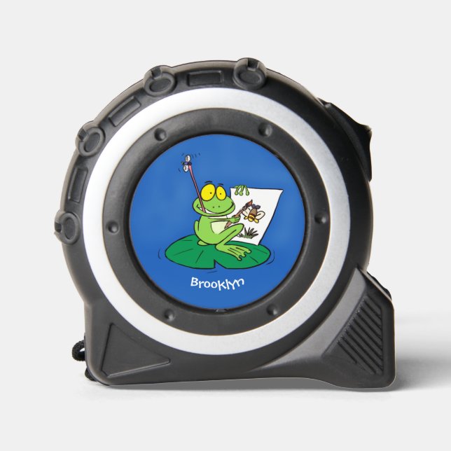 Niedliche, lustige, grüne Froschszene Cartoon-Abbi Maßband (Vorderseite)