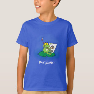 Niedliche, lustige, grüne Froschszene Cartoon-Abbi T-Shirt