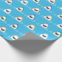 Niedliche lustige Haie in hellen Farben auf hellbl