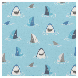 Niedliche lustige Haie und Flossen in hellblau Stoff