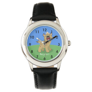 Niedliche lustige Hyäne lacht Cartoon Illustration Armbanduhr