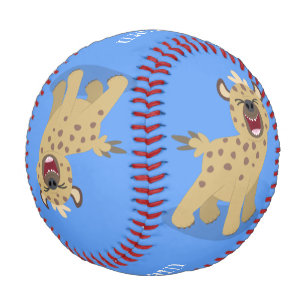 Niedliche lustige Hyäne lacht Cartoon Illustration Baseball