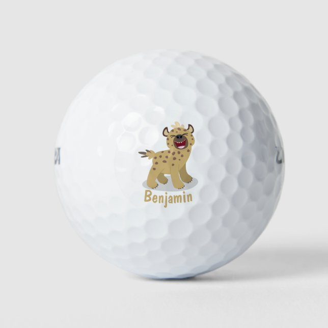 Niedliche lustige Hyäne lacht Cartoon Illustration Golfball (Vorderseite)