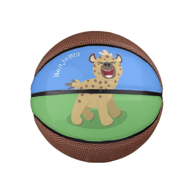 Niedliche lustige Hyäne lacht Cartoon Illustration Mini Basketball (Vorderseite)