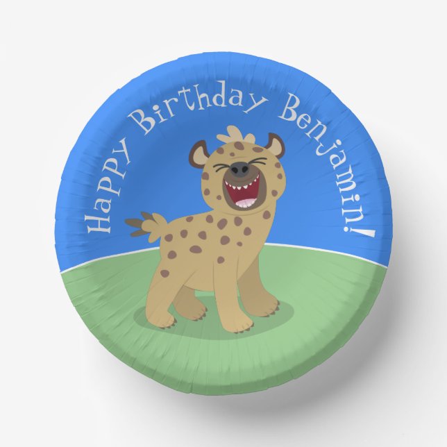 Niedliche lustige Hyäne lacht Cartoon Illustration Pappteller (Vorderseite)