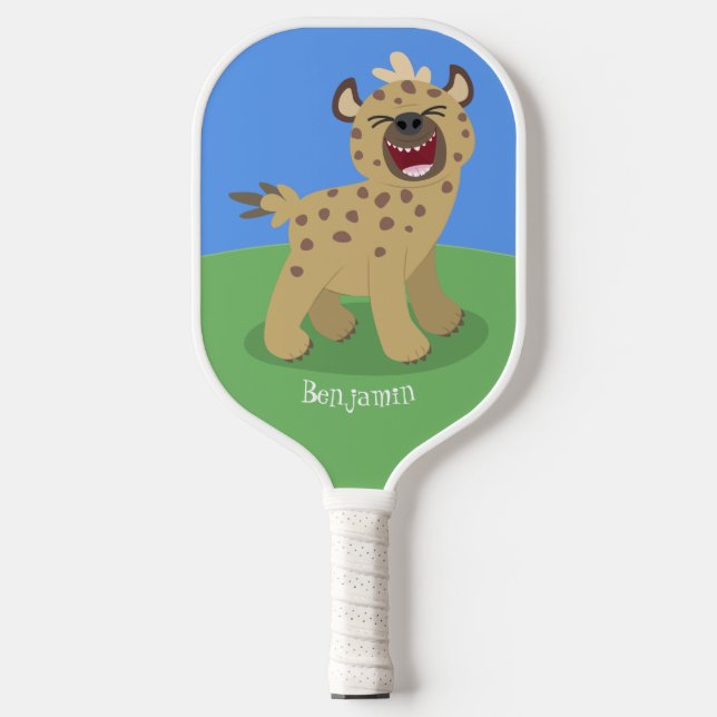 Niedliche lustige Hyäne lacht Cartoon Illustration Pickleball Schläger (Vorderseite)