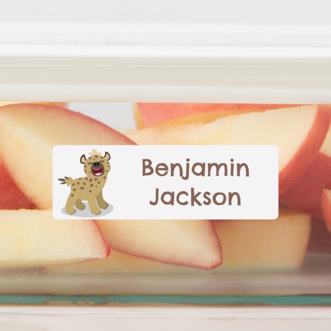 Niedliche lustige Hyäne lacht Cartoon personalisie Etiketten (Befestigt)