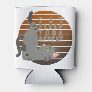 Niedliche lustige Katze, die Yoga macht. lustiges Dosenkühler