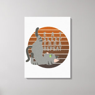Niedliche lustige Katze, die Yoga macht. lustiges Leinwanddruck