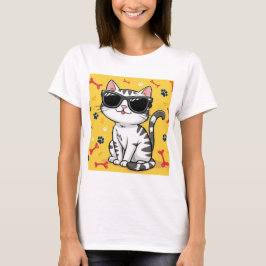 Niedliche lustige Katzenwitz-Sonnenbrille T-Shirt