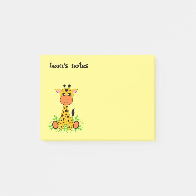 Niedliche lustige Kindergiraffe, Post-it Klebezettel (Vorderseite)
