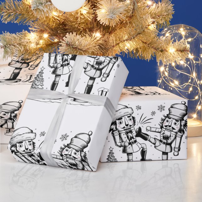 Niedliche lustige Nussknacker Weihnachtsdecore Geschenkpapier (Feiertage)