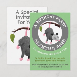 Niedliche lustige Oossum personalisiert Cartoon Ge Einladung