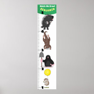 Niedliche lustige Tiere Cartoon Wachstumstabelle Poster