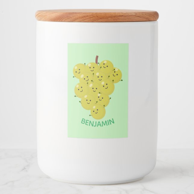 Niedliche, lustige Trauben-Cartoon-Illustration Lebensmitteletikett (Vorderseite)