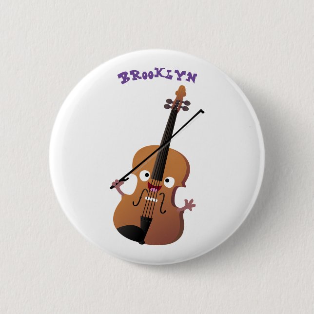 Niedliche lustige Violinmusikfigur Button (Vorderseite)