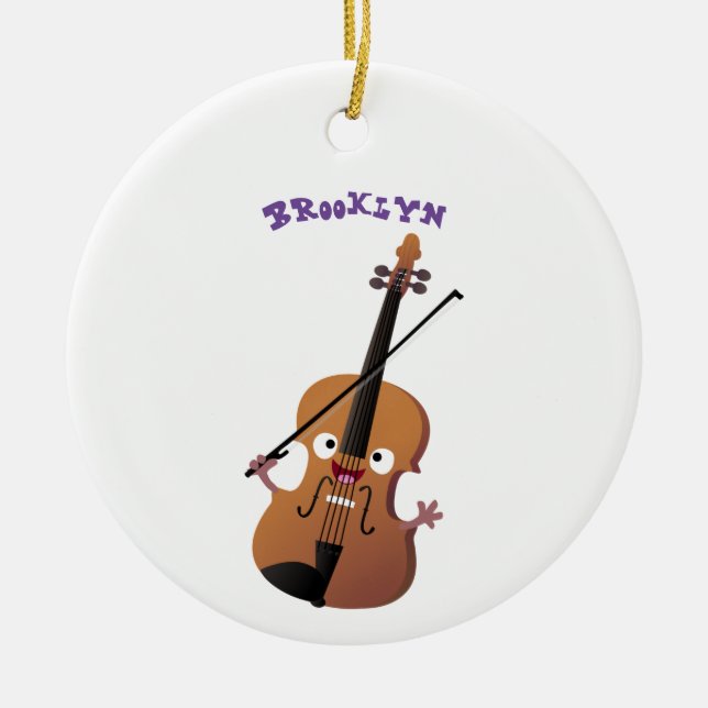 Niedliche lustige Violinmusikfigur Keramik Ornament (Vorne)