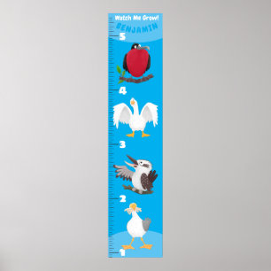 Niedliche lustige Vögel Cartoon-Wachstumsskizzen Poster