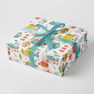 Niedliche lustige Wassertiere. Seeschwalbe Geschenkpapier