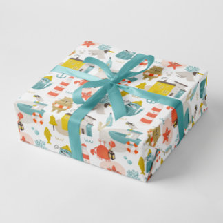 Niedliche lustige Wassertiere. Seeschwalbe Geschenkpapier