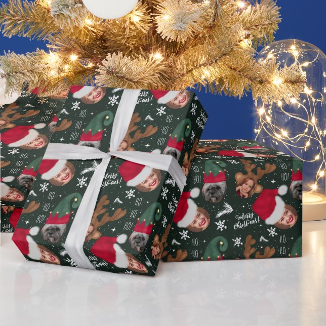 Niedliche lustige Weihnachtsabbildungen 3 Fotos Geschenkpapier (Feiertage)