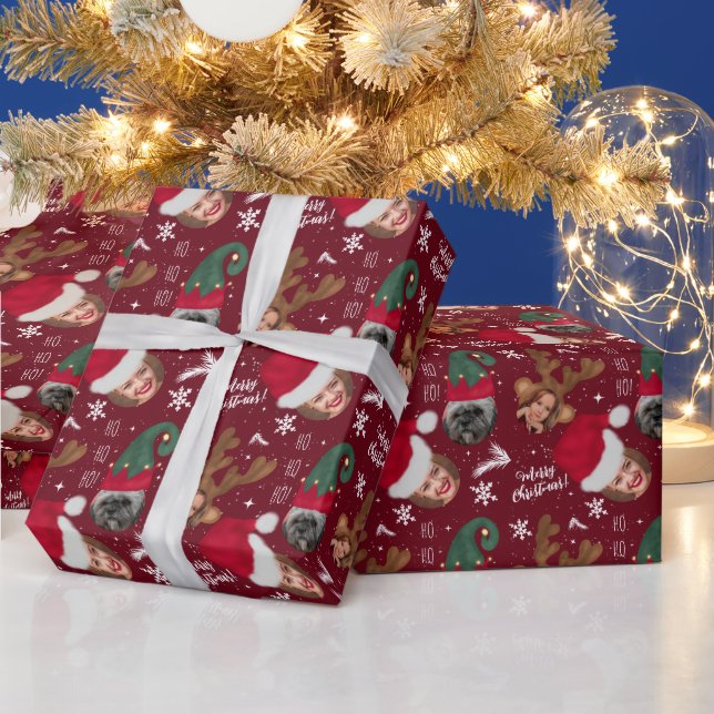 Niedliche lustige Weihnachtsabbildungen 3 Fotos Geschenkpapier (Feiertage)