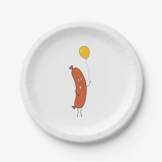 Niedliche lustige Wurst Pappteller (Vorderseite)