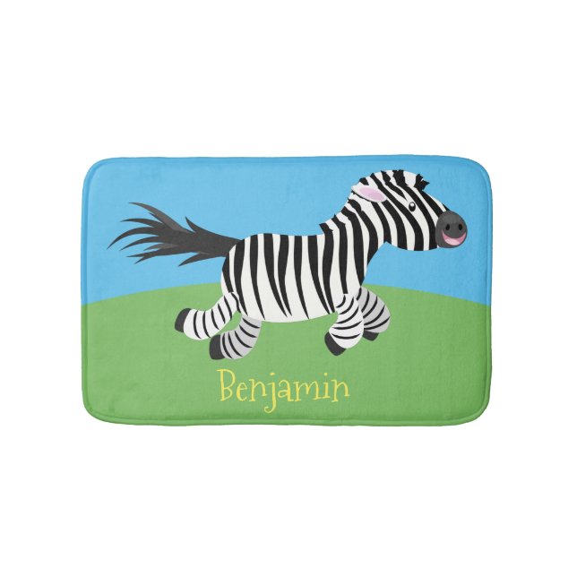 Niedliche lustige Zebra-Cartoon-Illustration Badematte (Vorderseite)