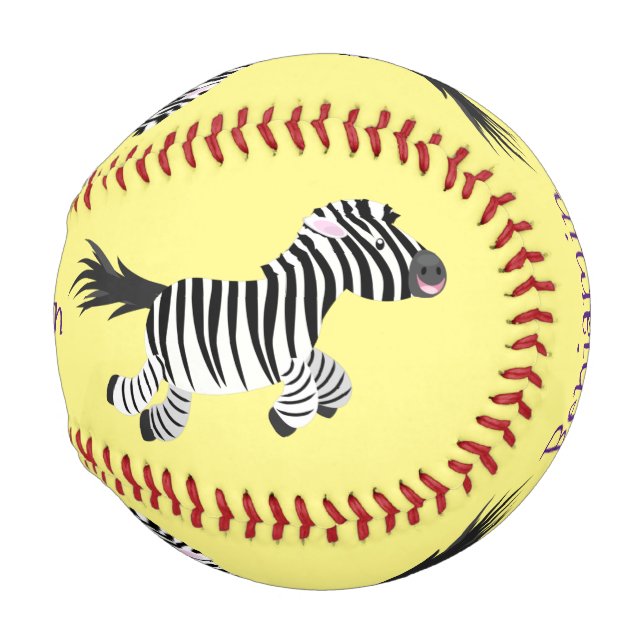 Niedliche lustige Zebra-Cartoon-Illustration Baseball (Vorne Rechts)