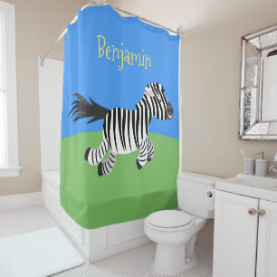 Niedliche lustige Zebra-Cartoon-Illustration Duschvorhang