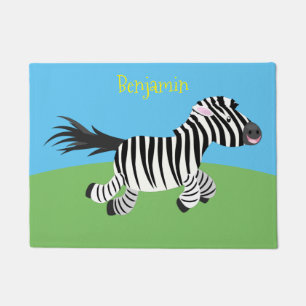 Niedliche lustige Zebra-Cartoon-Illustration Fußmatte