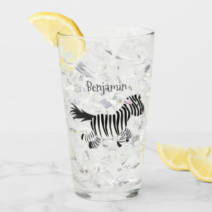 Niedliche lustige Zebra-Cartoon-Illustration Glas