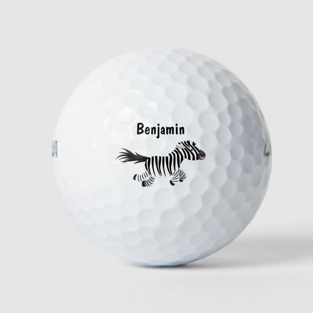 Niedliche lustige Zebra-Cartoon-Illustration Golfball (Vorderseite)