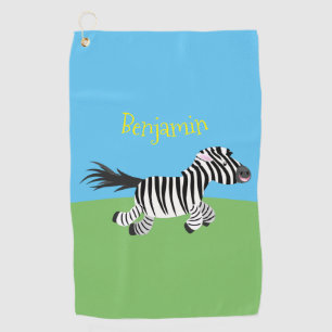 Niedliche lustige Zebra-Cartoon-Illustration Golfhandtuch
